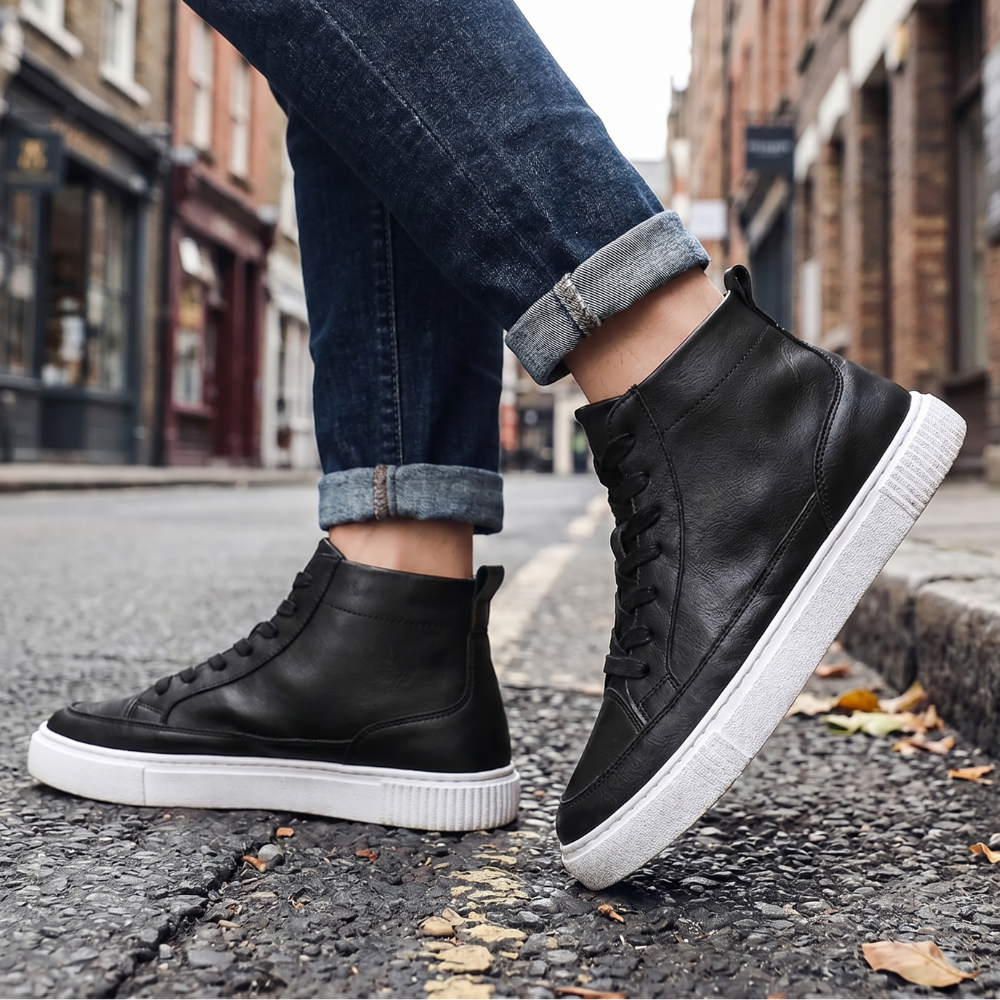 Basket Montante Cuir Homme Vintage