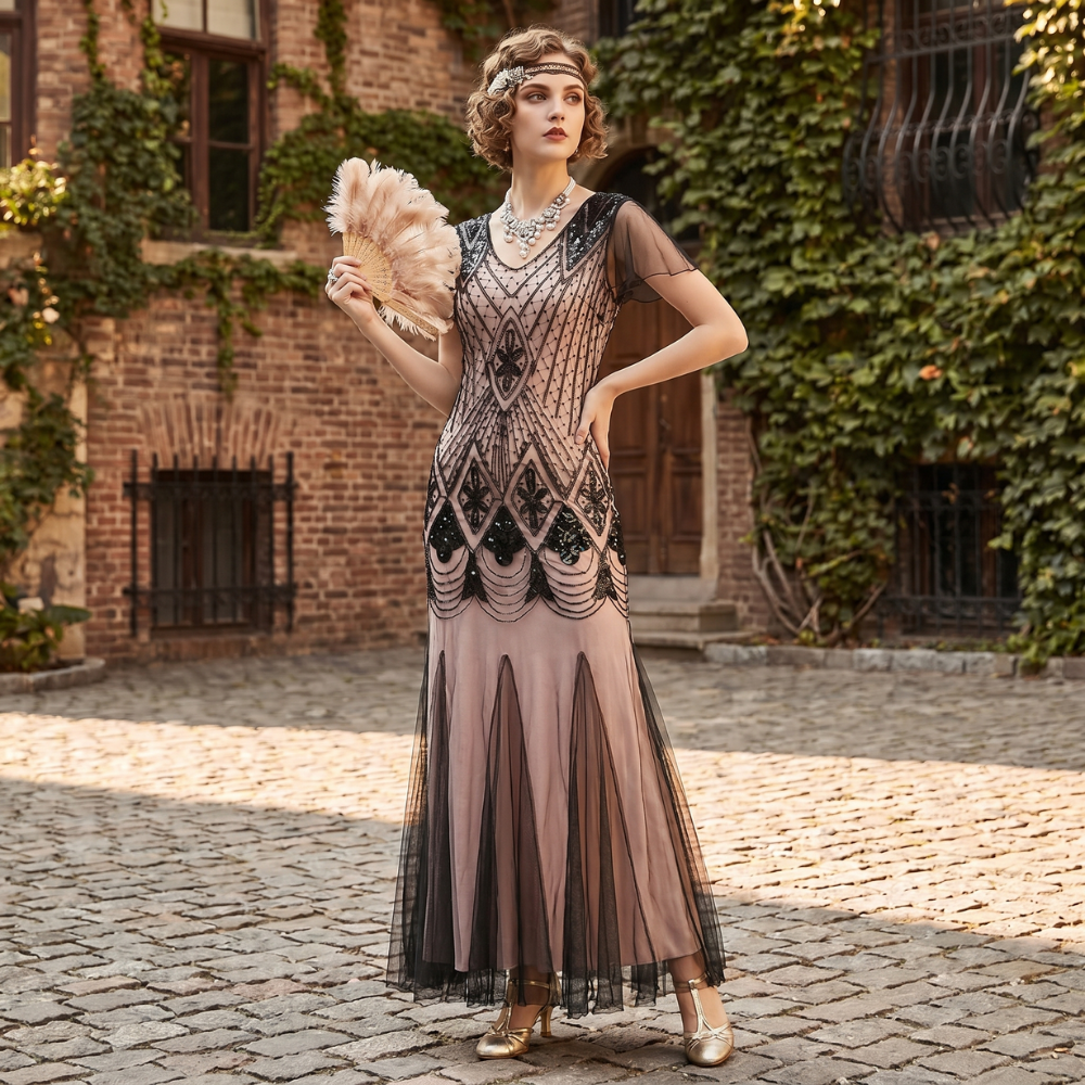Robe Gatsby Longue Haute Couture Rose