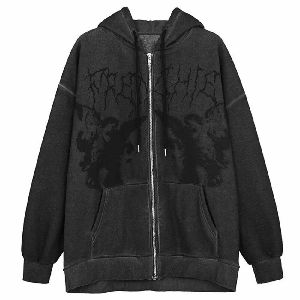 Sweat Zippé à Capuche Vintage