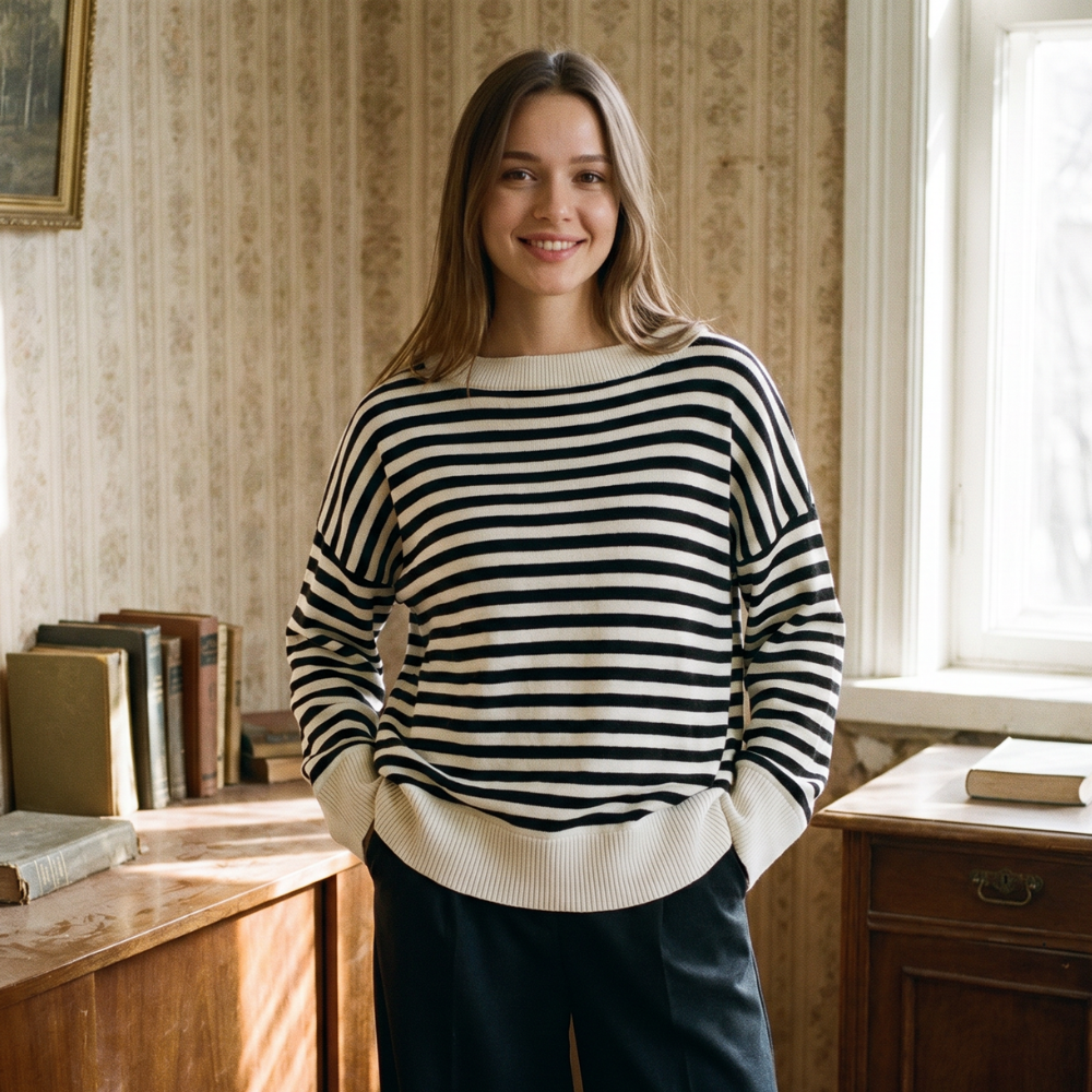 Pull Rayé Vintage Femme