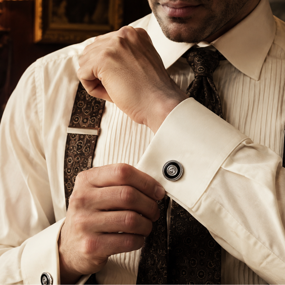 Bouton de Manchette Vintage Argent