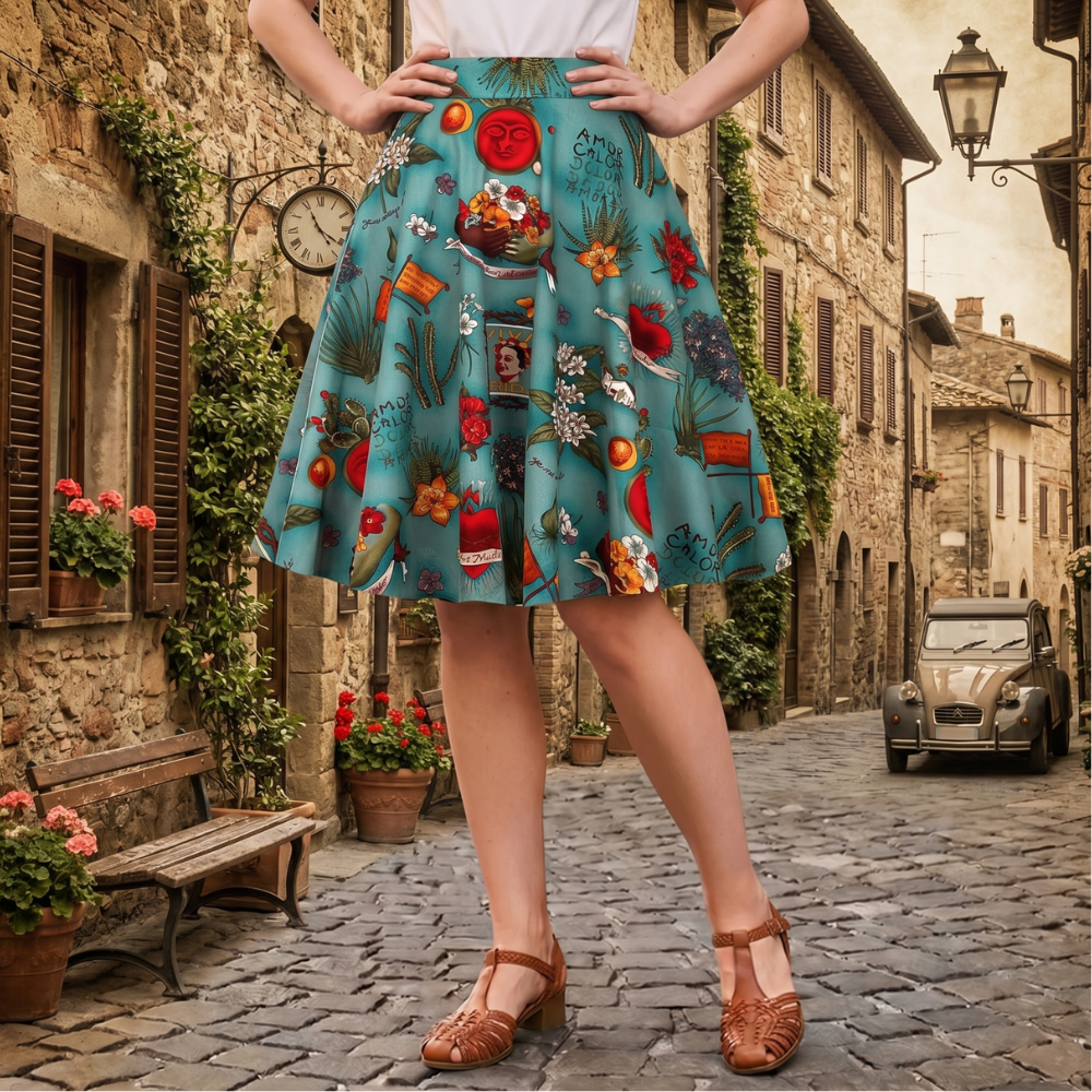Jupe Évasée Vintage Imprimé