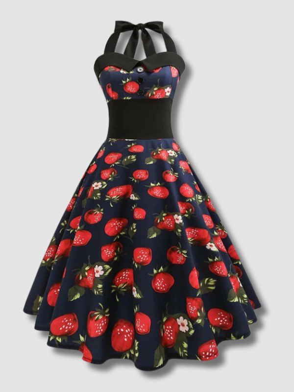 Robe Vintage Pin-Up Fraises