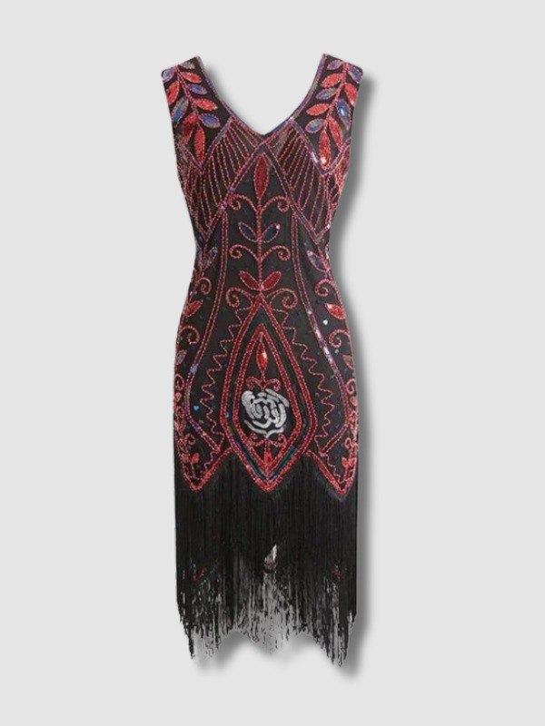 Robe Gatsby Plume Rouge et Noire