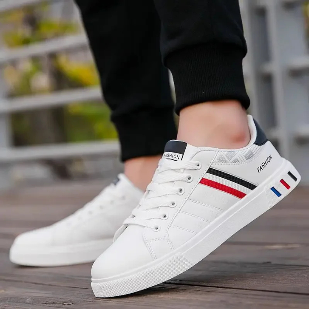 Sneakers Blanches à Bandes Latérales