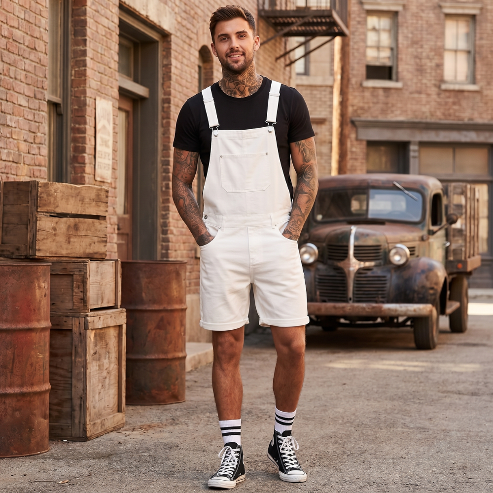 Salopette Short Blanche Homme