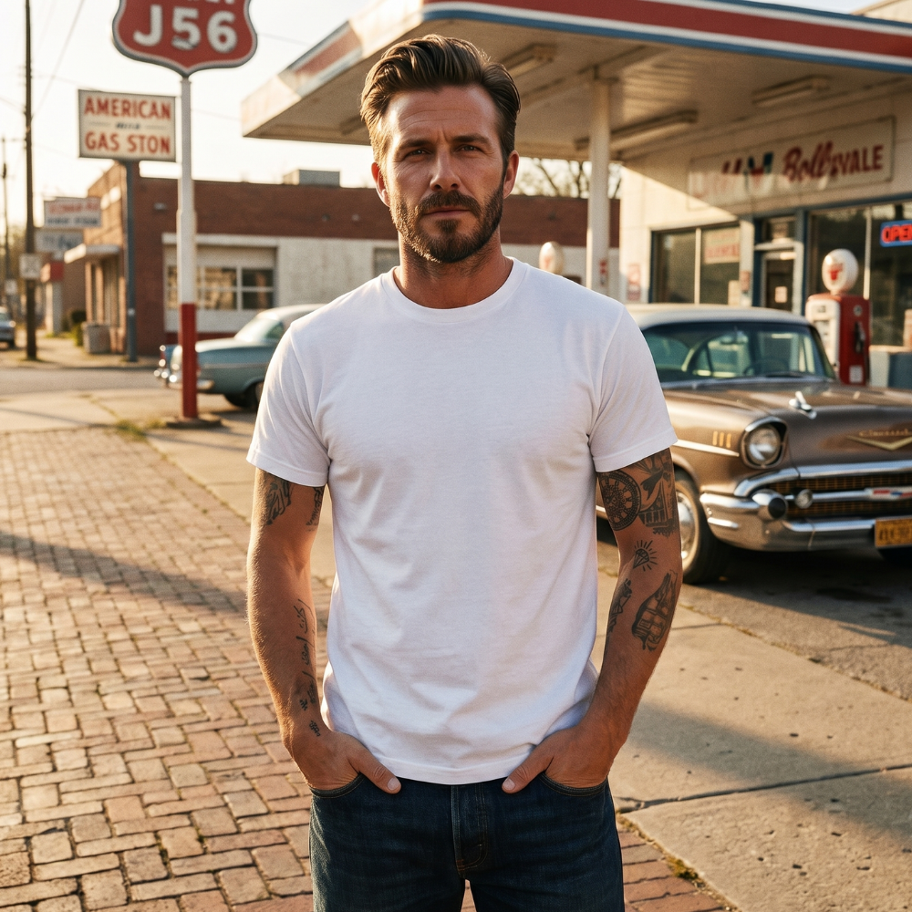T-Shirt Blanc Homme Vintage