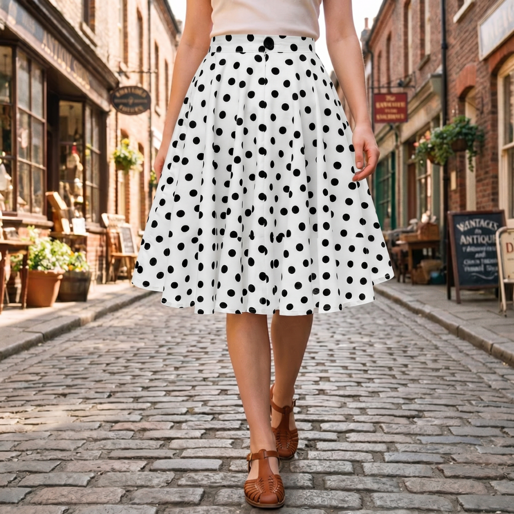 Jupe Vintage Blanche à Pois