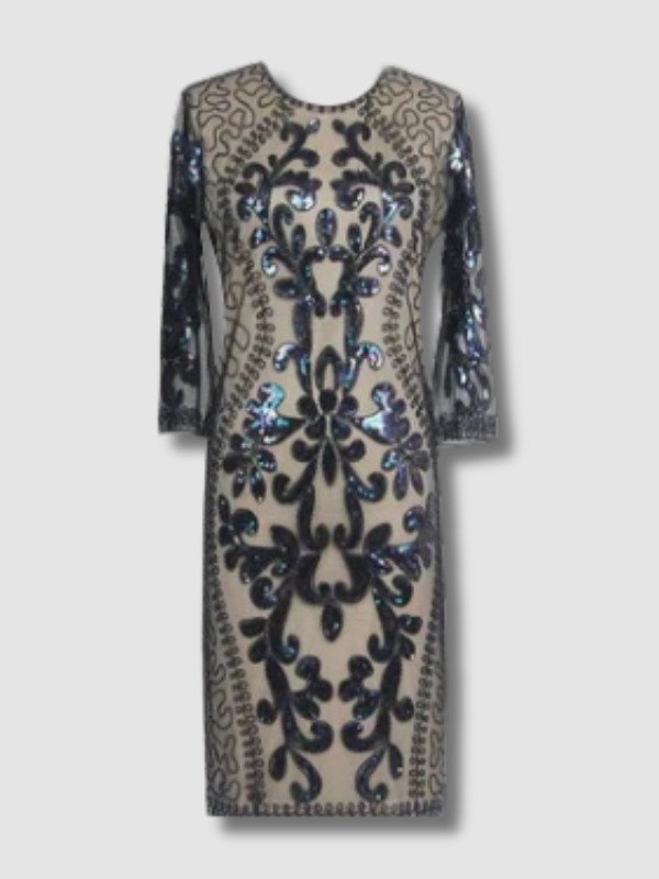 Robe De Soirée Style Gatsby Beige