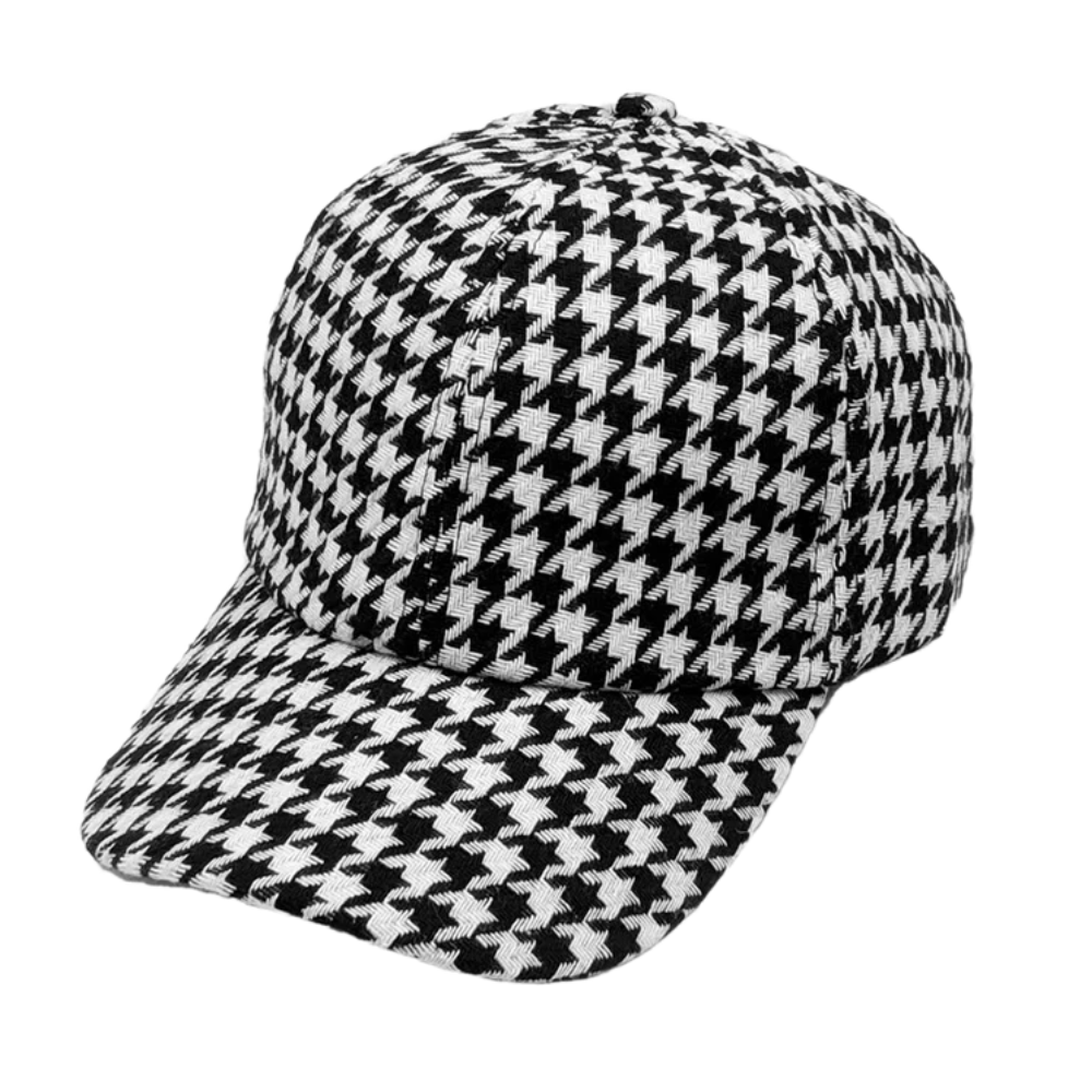 Casquette Rétro Motif Pied de Poule