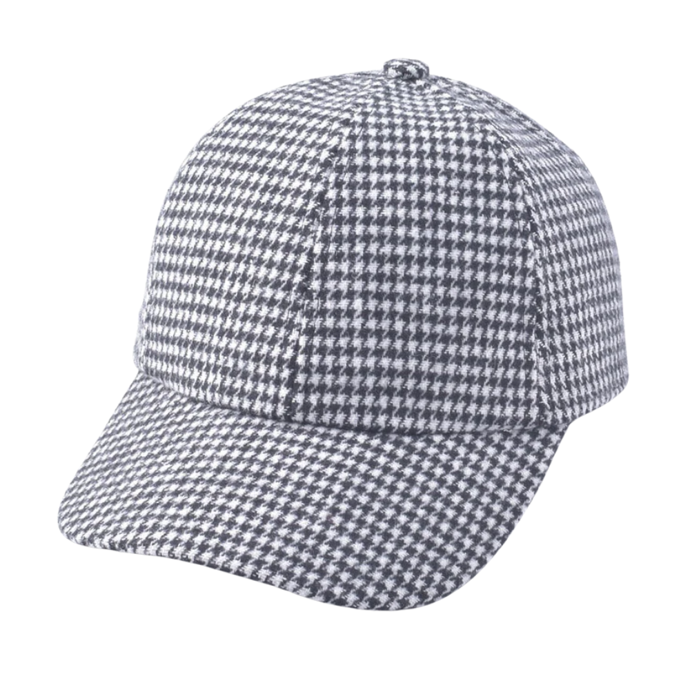 Casquette Rétro Motif Pied de Poule