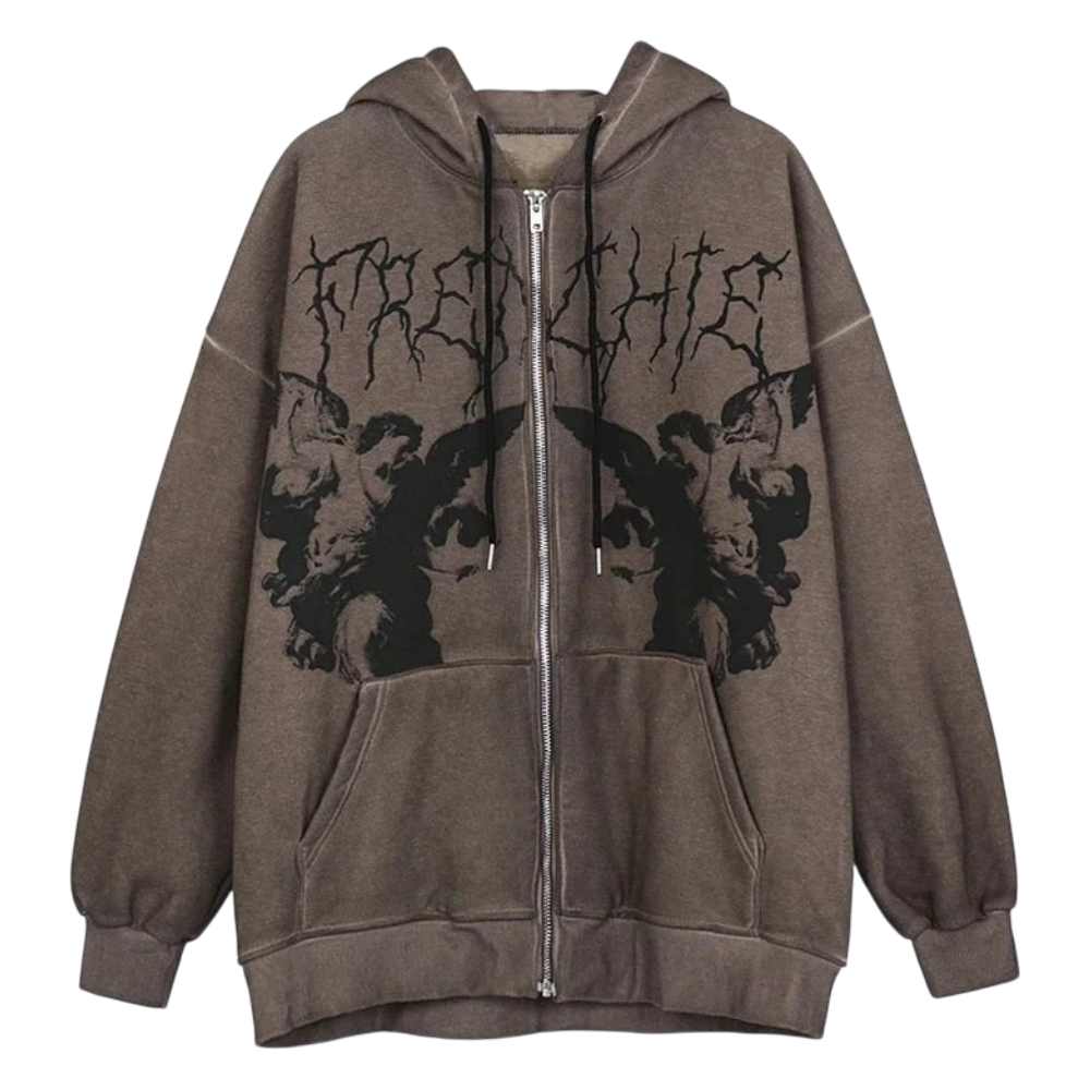 Sweat Zippé à Capuche Vintage