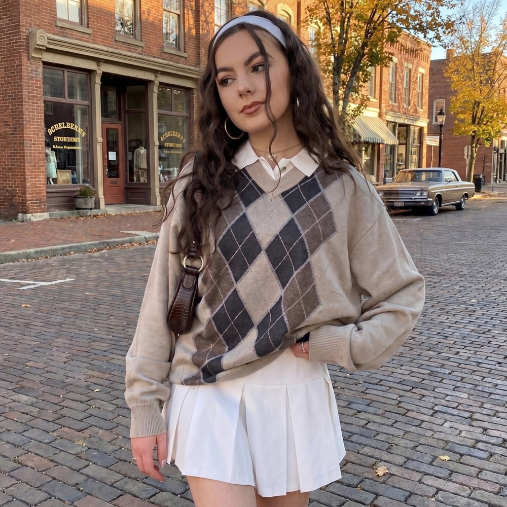 Pull Carreaux Femme