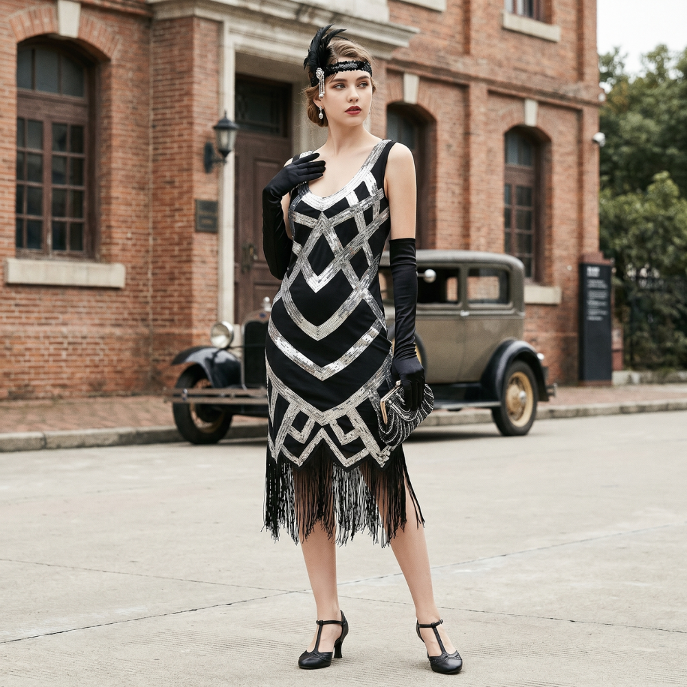 Robe Gatsby Paillettes Argentées