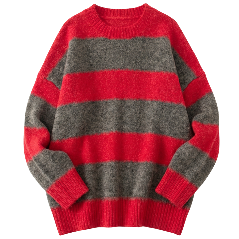 Gros Pull rayure en Laine Femme Vintage