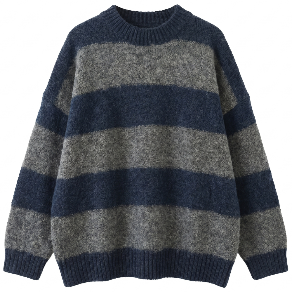 Gros Pull rayure en Laine Femme Vintage
