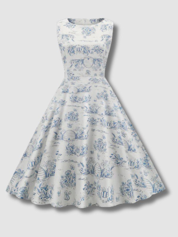 Robe Vintage à Imprimé Florale des années 1950