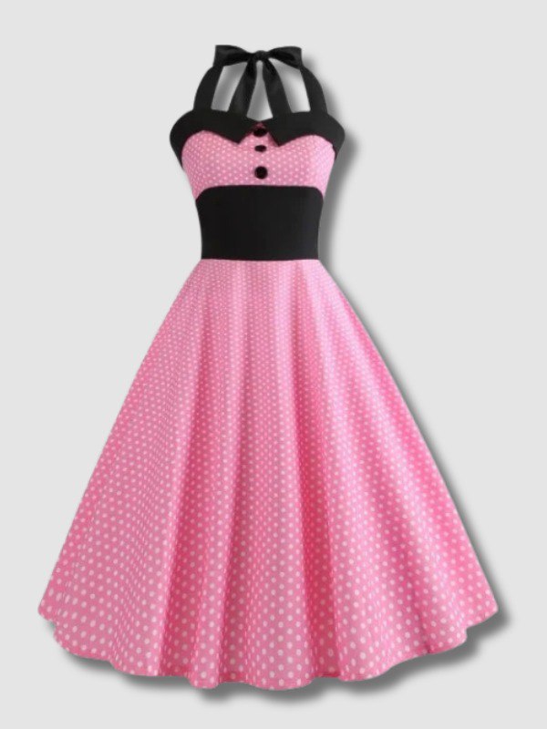 Robe Vintage Pin-Up Rose Pois