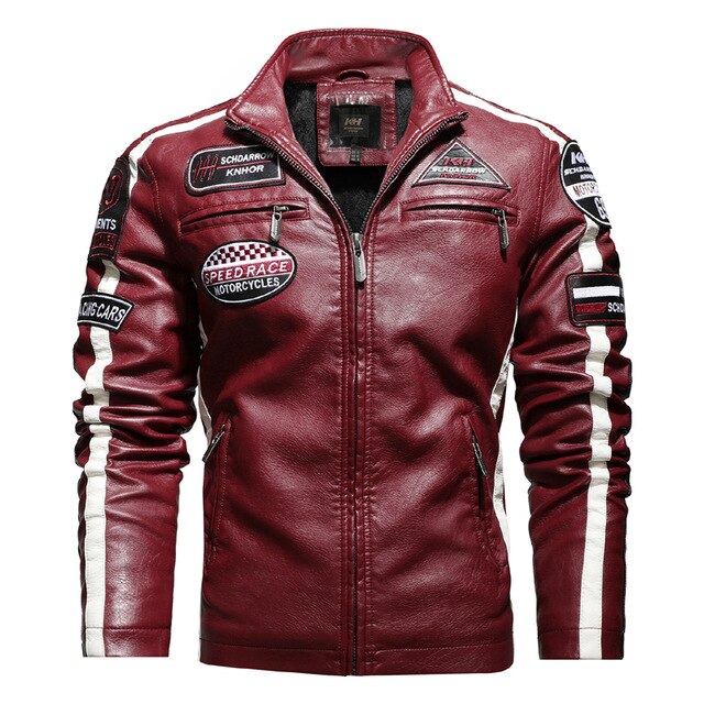 Blouson Vintage Simili Cuir Patch Moto