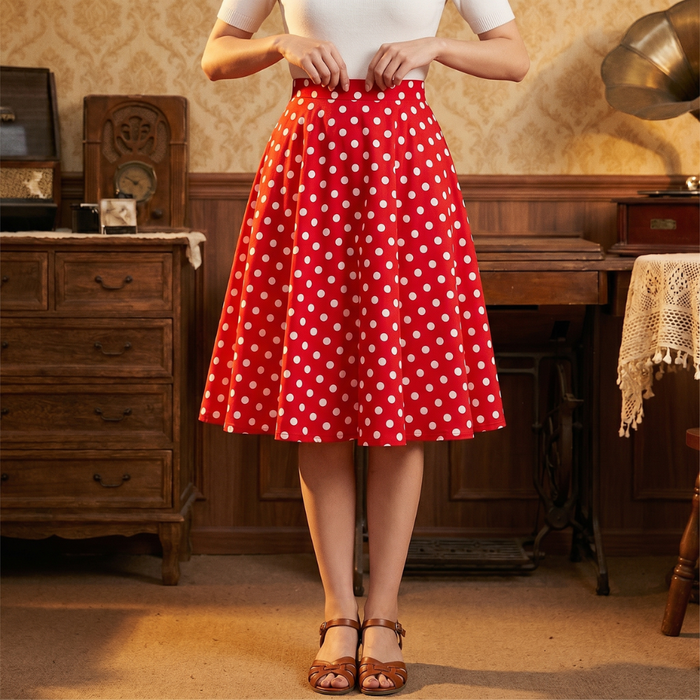 Jupe Vintage Rouge Polka Dots