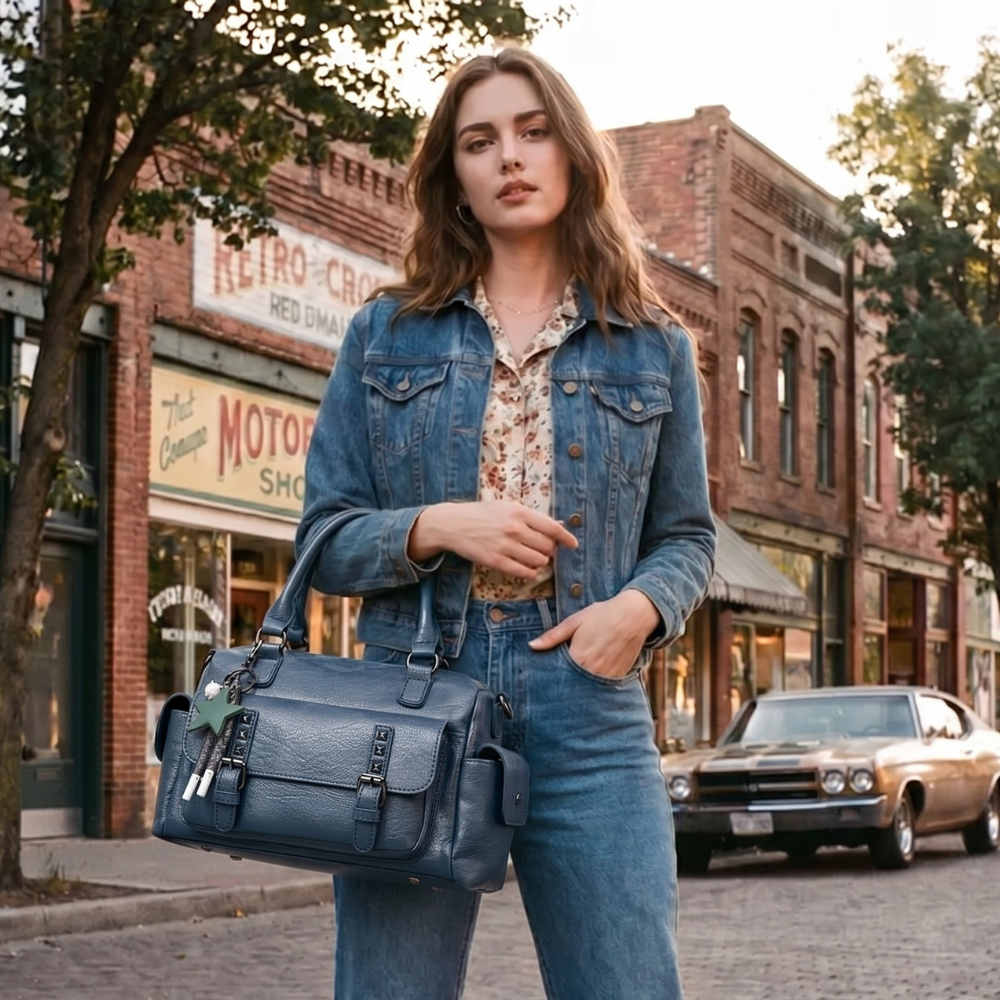 Sac Vintage Bleu Femme