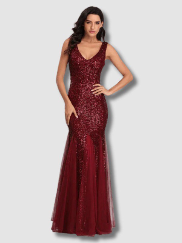 Gatsby Wedding Dress - Burgundy 