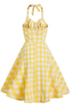 Robe Jaune Plaid des années 1950