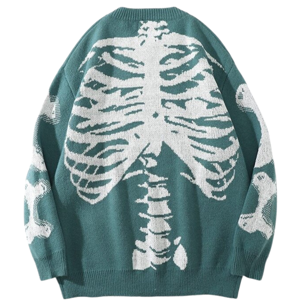 Gros Pull Squelette Homme Vintage