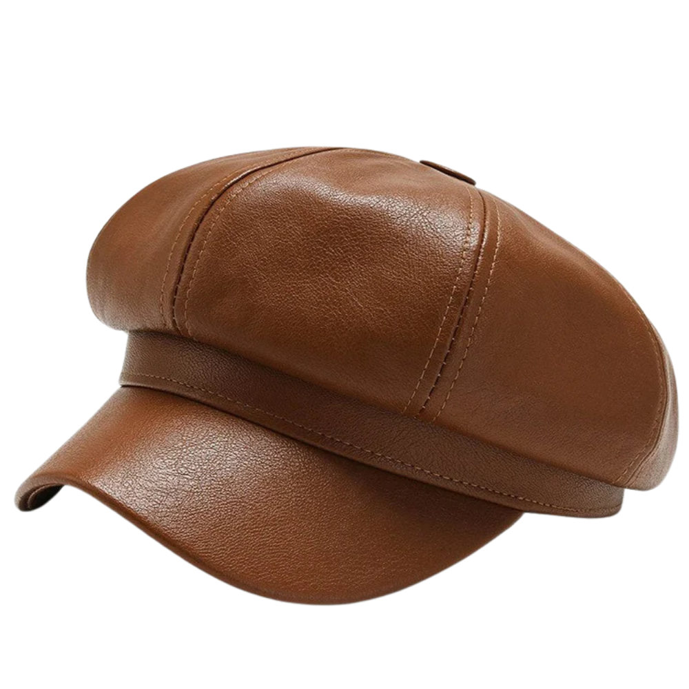 Casquette Gavroche Cuir Vintage Femme