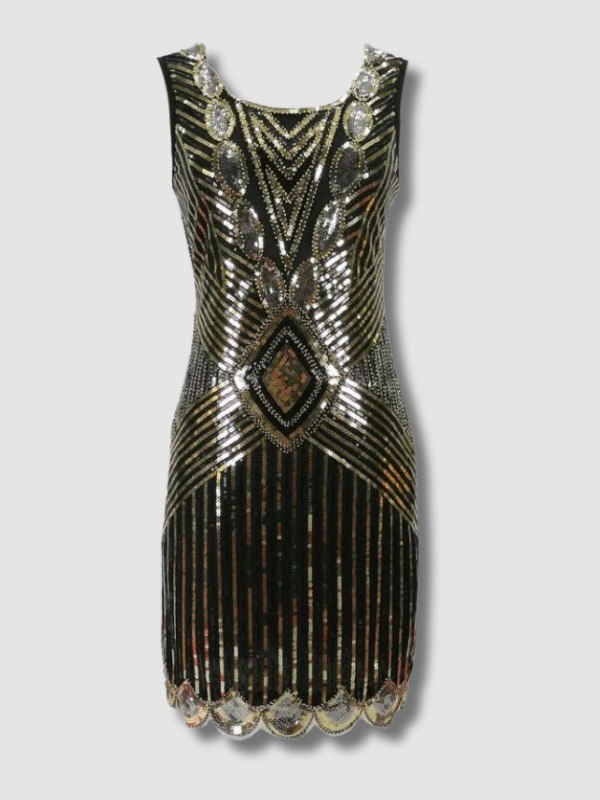 Robe Gatsby Courte Noire et Or