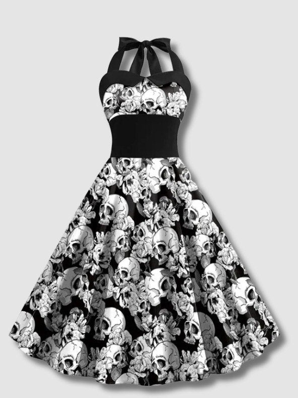Robe Rockabilly Halloween Tête de Mort