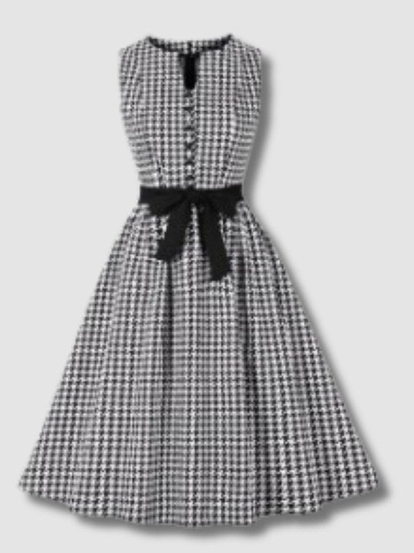 Robe Swing des années 50 à carreaux noirs
