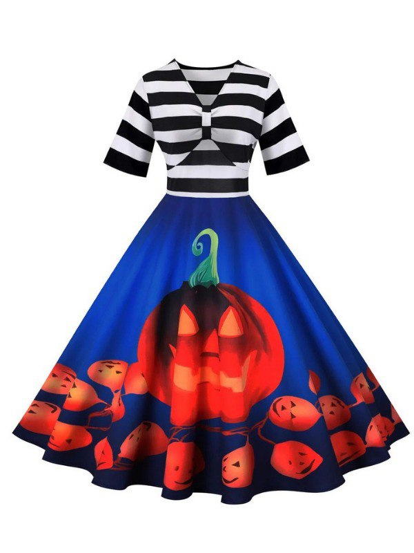 Robe Rockabilly Marinière Halloween