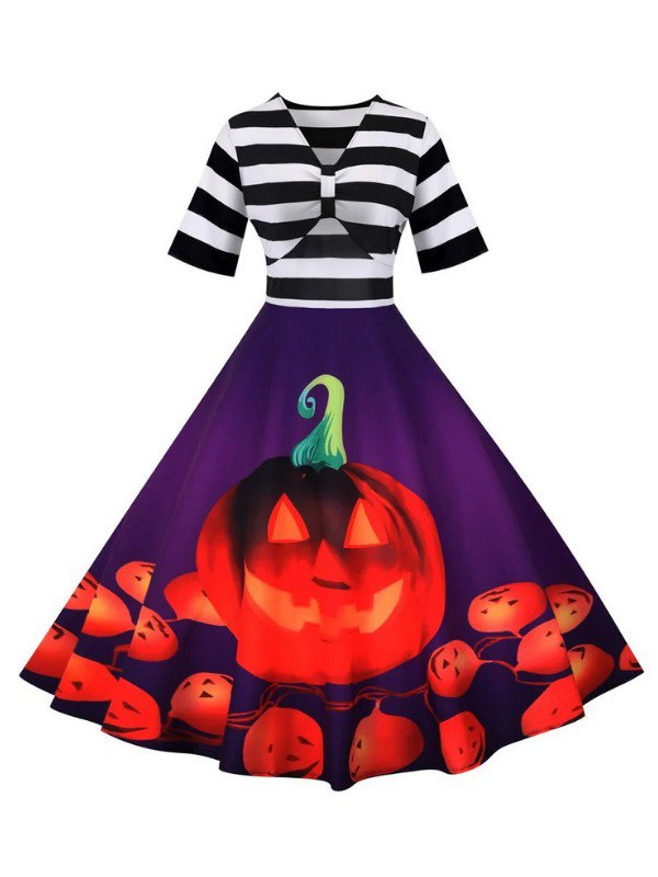 Robe Rockabilly Marinière Halloween