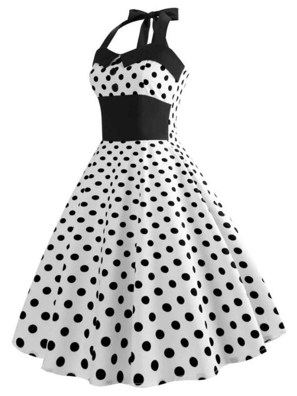 Robe Vintage - Pin-Up Blanche Pois