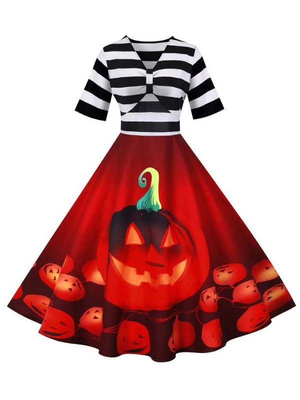 Robe Rockabilly Marinière Halloween