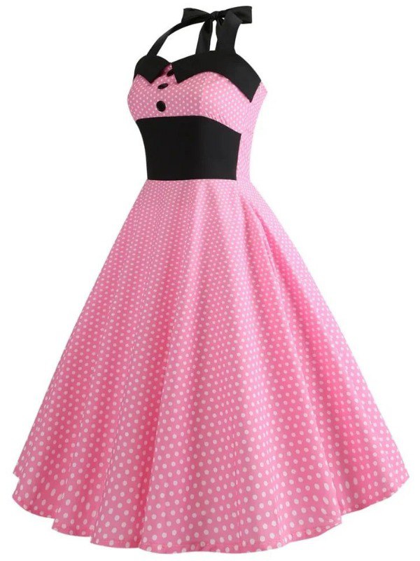 Robe Vintage Pin-Up Rose Pois
