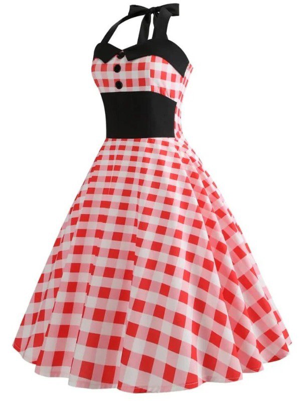 Robe Vintage - Pin-Up Vichy Rouge