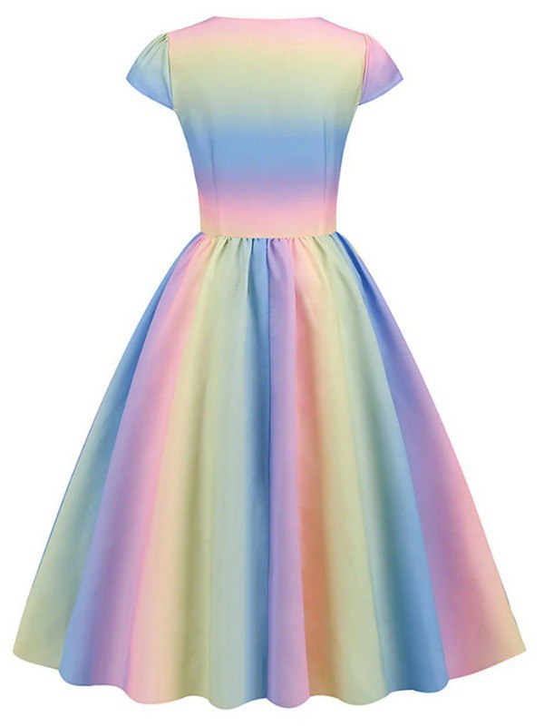 Robe Arc-en-ciel Vintage Style 50's