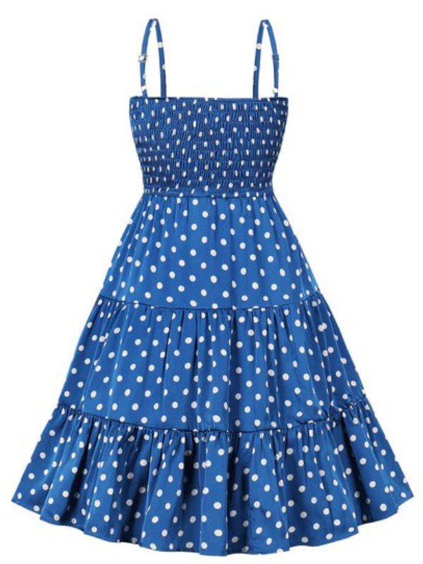 Robe à pois Bleu Vintage