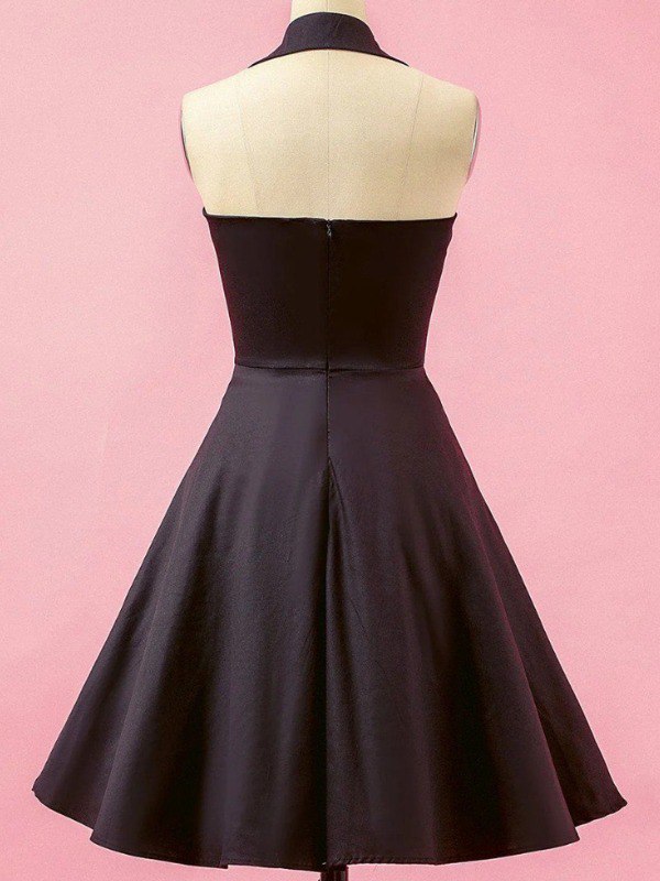 Robe de Soirée Patchwork à Col en Cœur Vintage