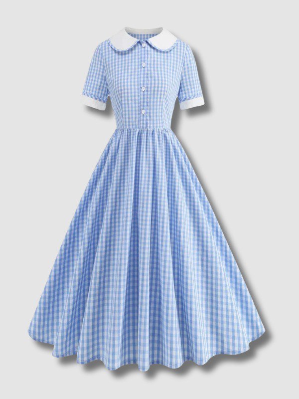 Robe Trapèze à carreaux Vintage des années 50