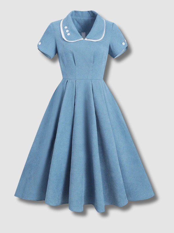 Robe Bleue Vintage Style 50's