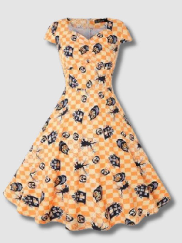 Robe Rockabilly Vichy Halloween