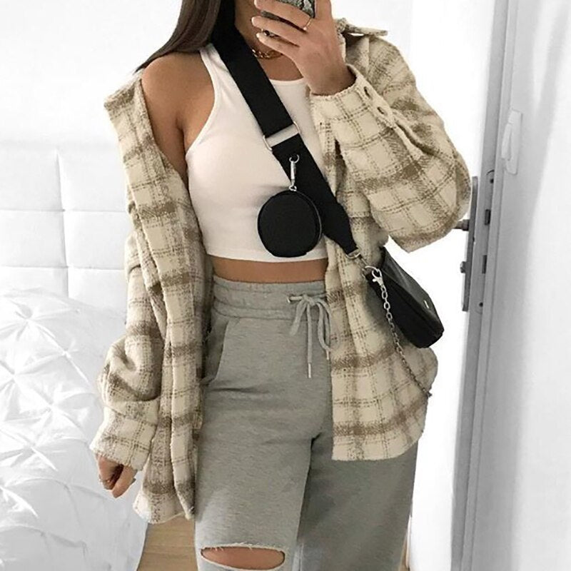 Manteau à Carreaux Style Retro Vintage