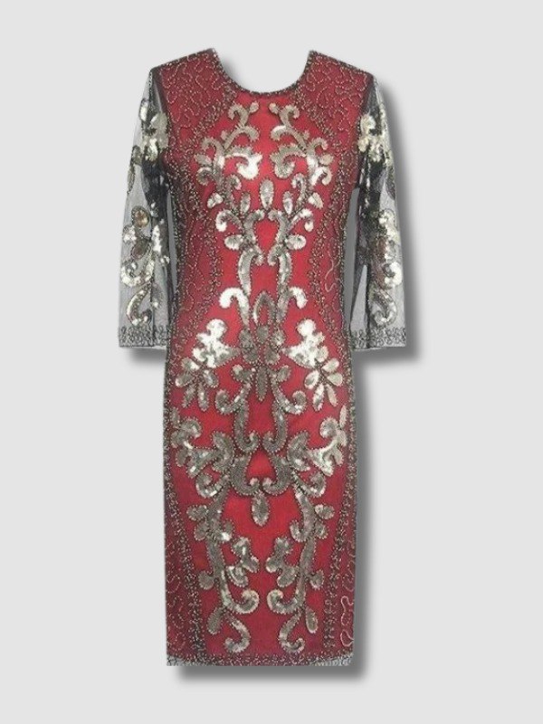 Robe De Soirée Style Gatsby Rouge Or