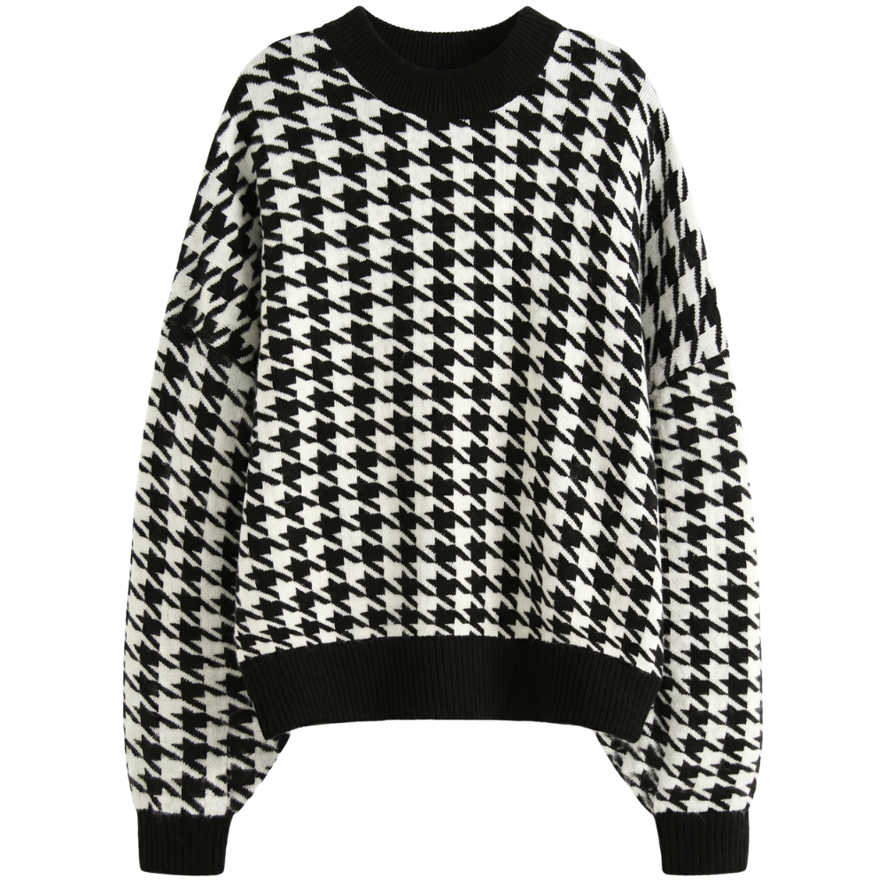 Pull Pied-de-Poule Femme Vintage