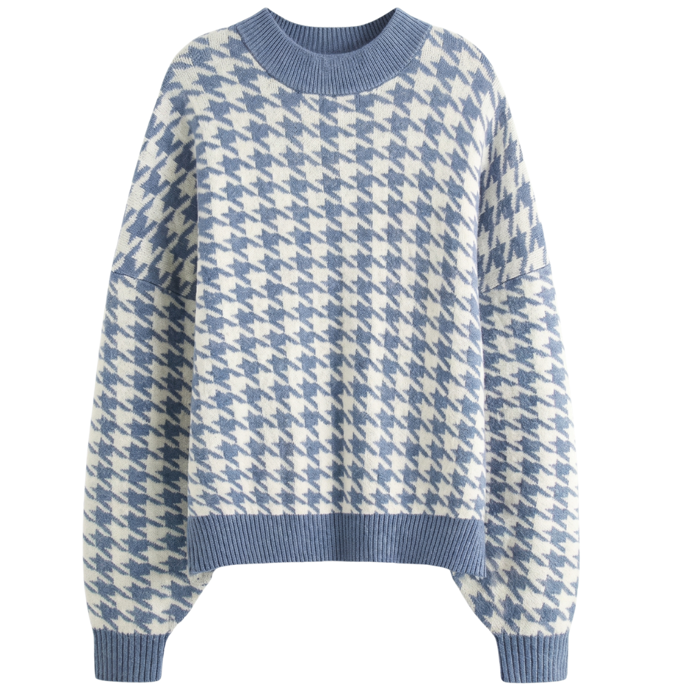 Pull Pied-de-Poule Femme Vintage