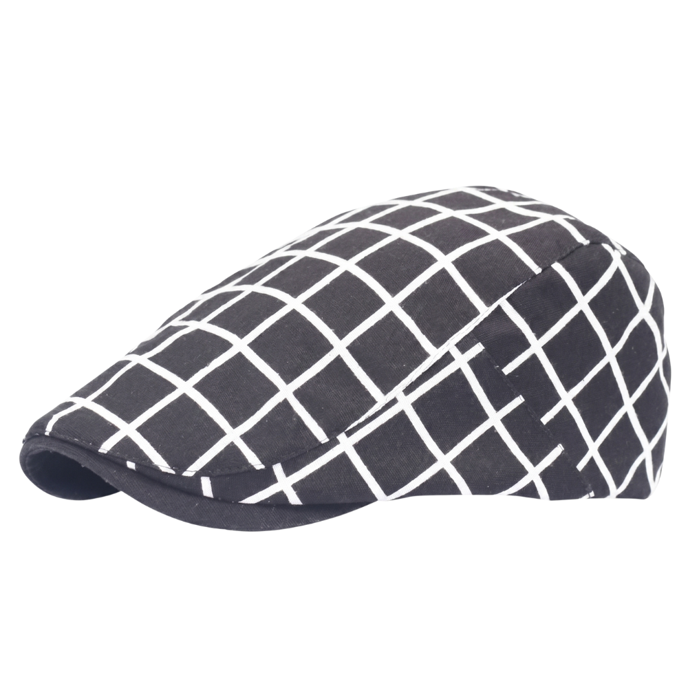 Casquette Plate Vintage Femme à Carreaux