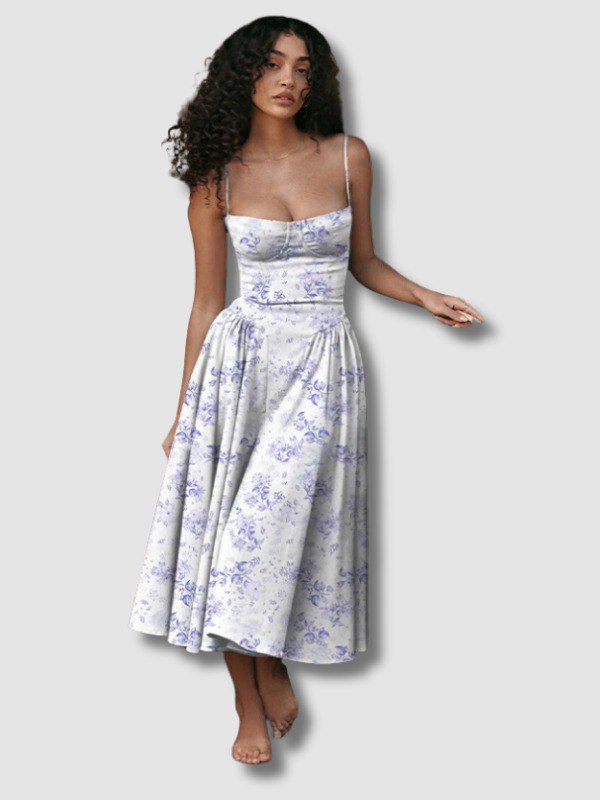 Robe Sans Manches Vintage à Imprimé Florale